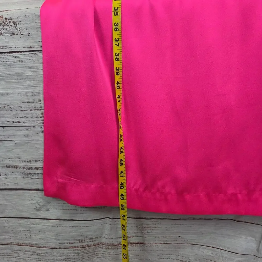 Lilly Pulitzer Carlynn Pink Satin Gown Strapless Side Slits Maxi Event Dress 0